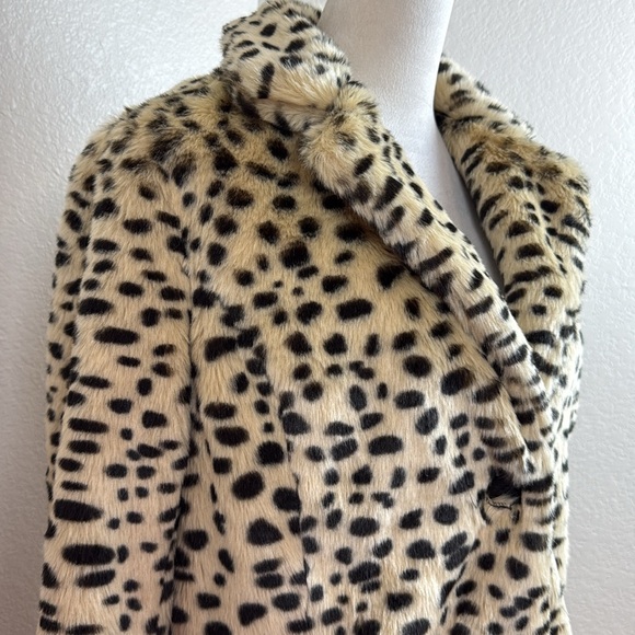 Forever 21 Faux Fur Coat Jacket Cheetah Black/Brown Large L PLUSH NWT - Picture 9 of 15